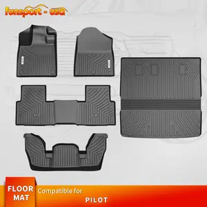 YINTATECH Floor Mats & Trunk Mat with Backrest Mat Fit for Honda Pilot 2025 2024 2023,Custom Fit TPE All Weather Floor Liners for Pilot Accessories, Full Mat Set for Protect, Black