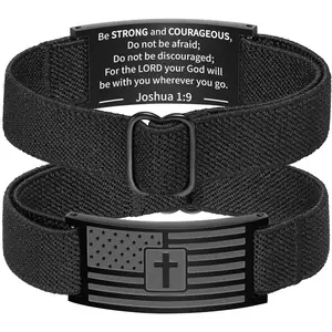 Bible Verse Bracelet for Men,American Flag Cross Bangle Black Adjustable Trendy Men Accessories Christmas Birthday Easter Christian Jewelry Gifts,Trendy Bracelets for Boy,Father's day gifts idea,Dad gift beach jewelry