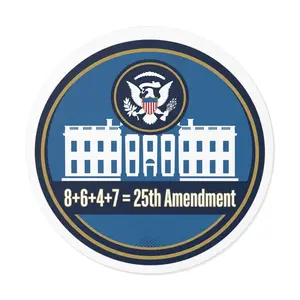25th Amendment White House Illustration Round Vinyl Sticker | Political Sticker