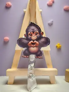 Gorilla Love Retractable Badge Reel with Acrylic Toppers for Nurses Medical Staff Office Staff Students Conventions Sublimation Acrylic Epoxy Attachment