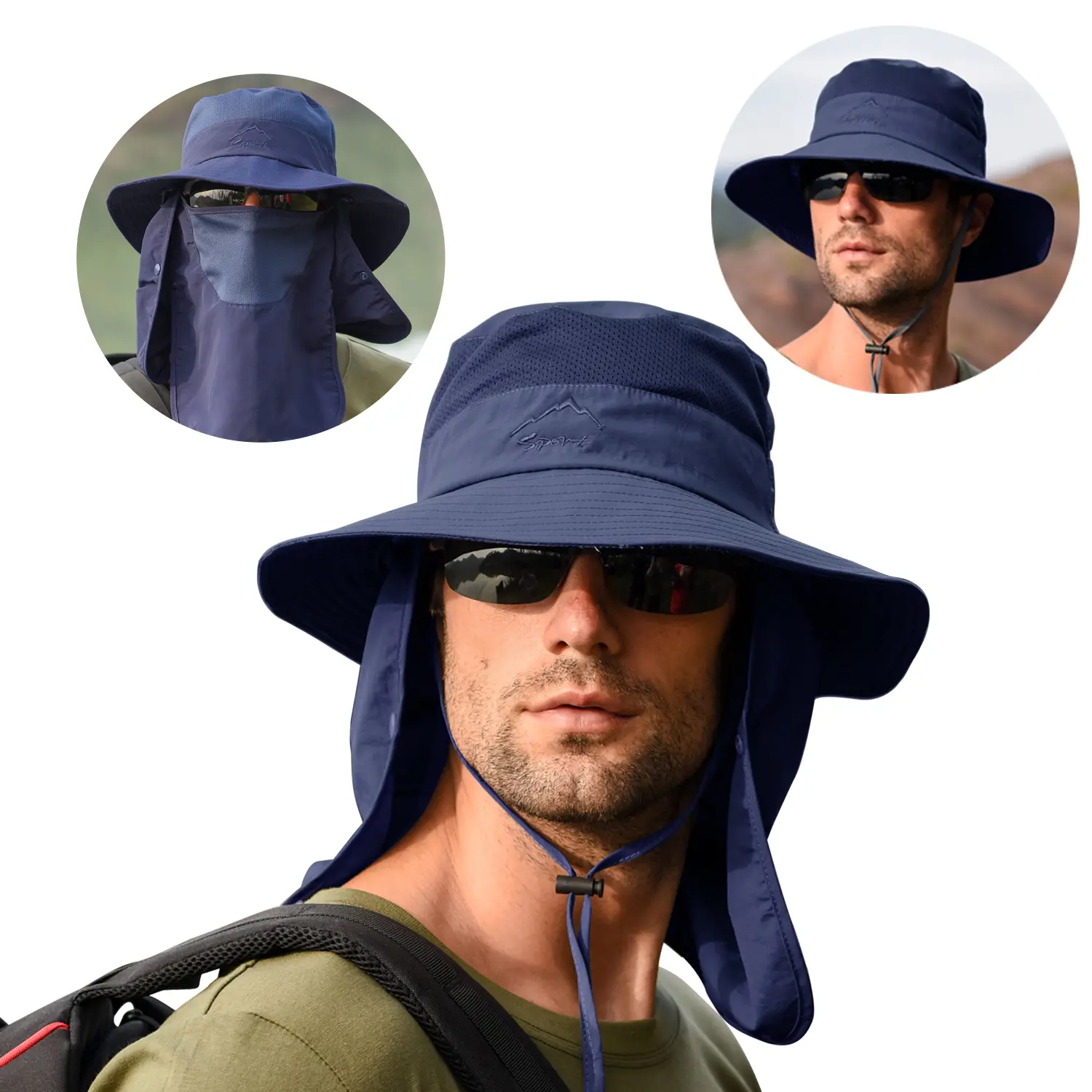 Outdoor Wide Brim Fishing yard Hat for Men Women,UPF 50+ Sun Protection Cap with Face cover Neck Flap for Hiking & Garden,Sunhat, ultimate