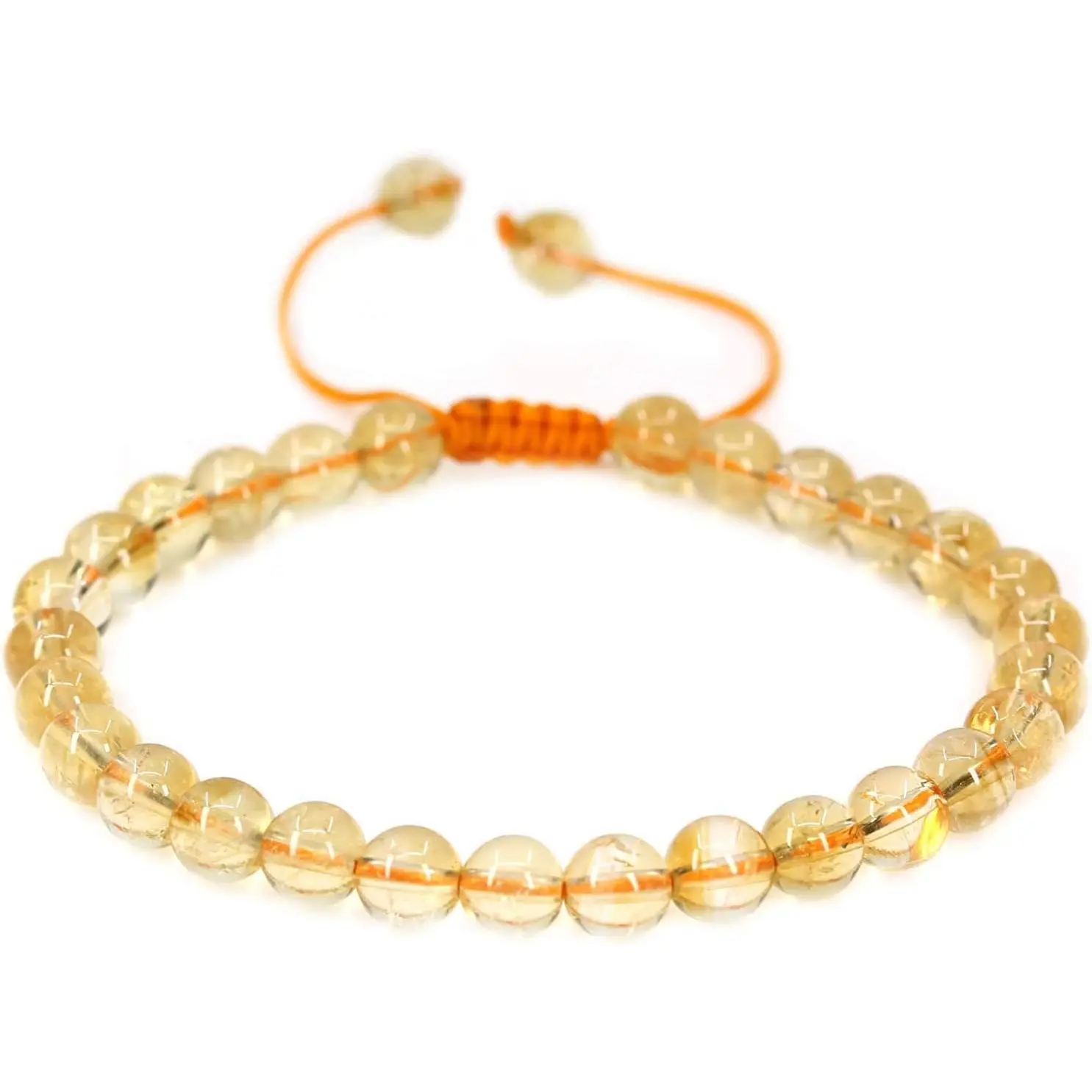 Angelstones Handmade Gemstone 6mm A Grade Citrine Round Beads Adjustable Braided Macrame Tassels Chakra Reiki Bracelets 7-9 inch Unisex