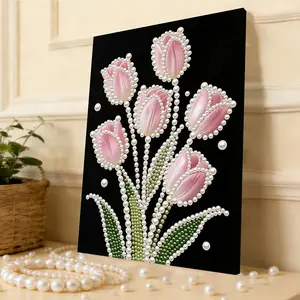 A framed pearl and diamond painting set | Bouquet pattern, acrylic paint canvas, suitable for wall decoration in living rooms, bedrooms, and studies; a great choice for Christmas, New Year's, and birthday gifts.