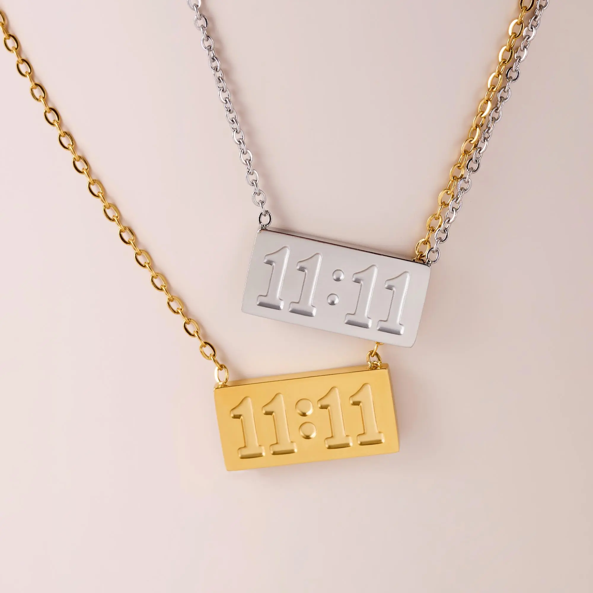 Oufer 11:11 CZ Make a Wish Non Tarnish Stainless Steel Necklace for Women 40cm+5cm