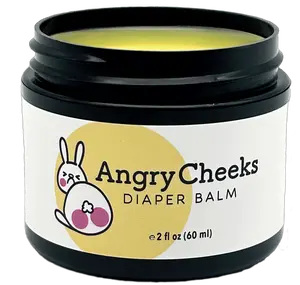 Angry Cheeks Diaper Balm. Soothing diaper cream with natural ingredients. Zinc oxide free barrier glides on easily with no sticky residue. The game changer in diaper cream! (2 oz.)