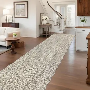Garvee Braided Collection-Print Long Hallway Runners 2x10 Washable Area Rug, Farmhouse Rustic Bordered Non-Slip Soft Low Pile Indoor Carpet Runners for Entryways and Laundry Room