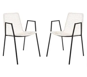 Safavieh Wynona Leather Woven Dining Chair (Setof 2)
