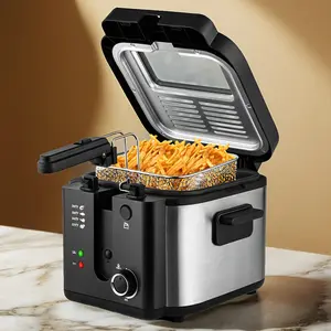 1500W household deep fryer: A must-have kitchen item with a fry basket, temperature control, detachable lid, and an 84.54-ounce easy-to-clean fryer - The perfect gift for cooking enthusiasts and gift recommendations