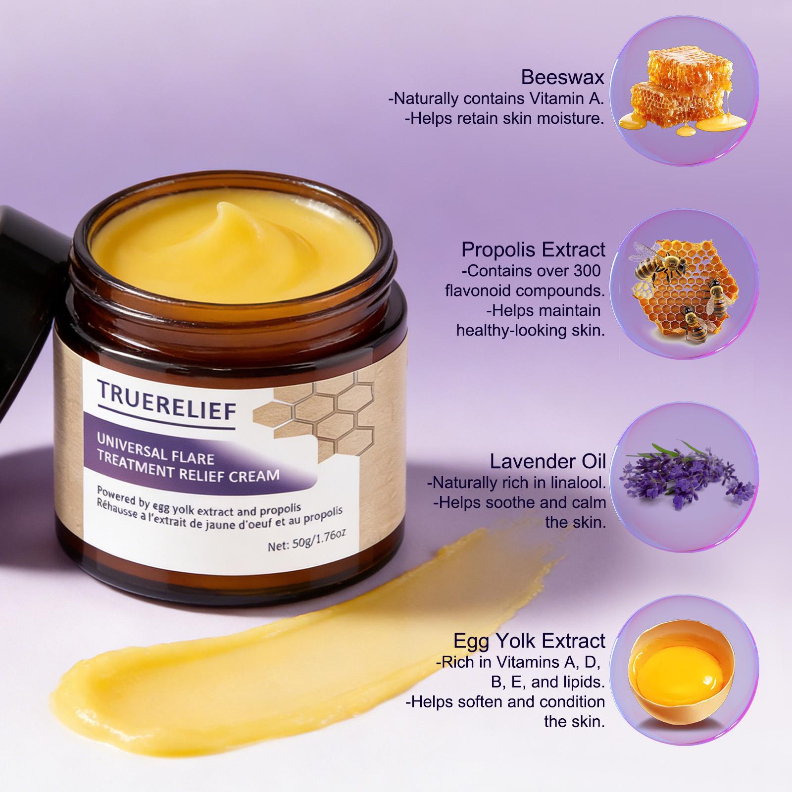 TRUERELIEF Soothing Skin Balm with Propolis and Egg Yolk Extract, Multi Purpose Skin Care Cream, Anti Chafing Body Balm for Itchy and Irritated Skin, Moisturizing Daily Body Care