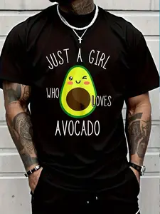 100% Cotton Avocado Sweet Avocado Fruit Lovers Summer Fruit T-Shirt Women's Men's Graphic Tee Crew Neck summer vacation Tops