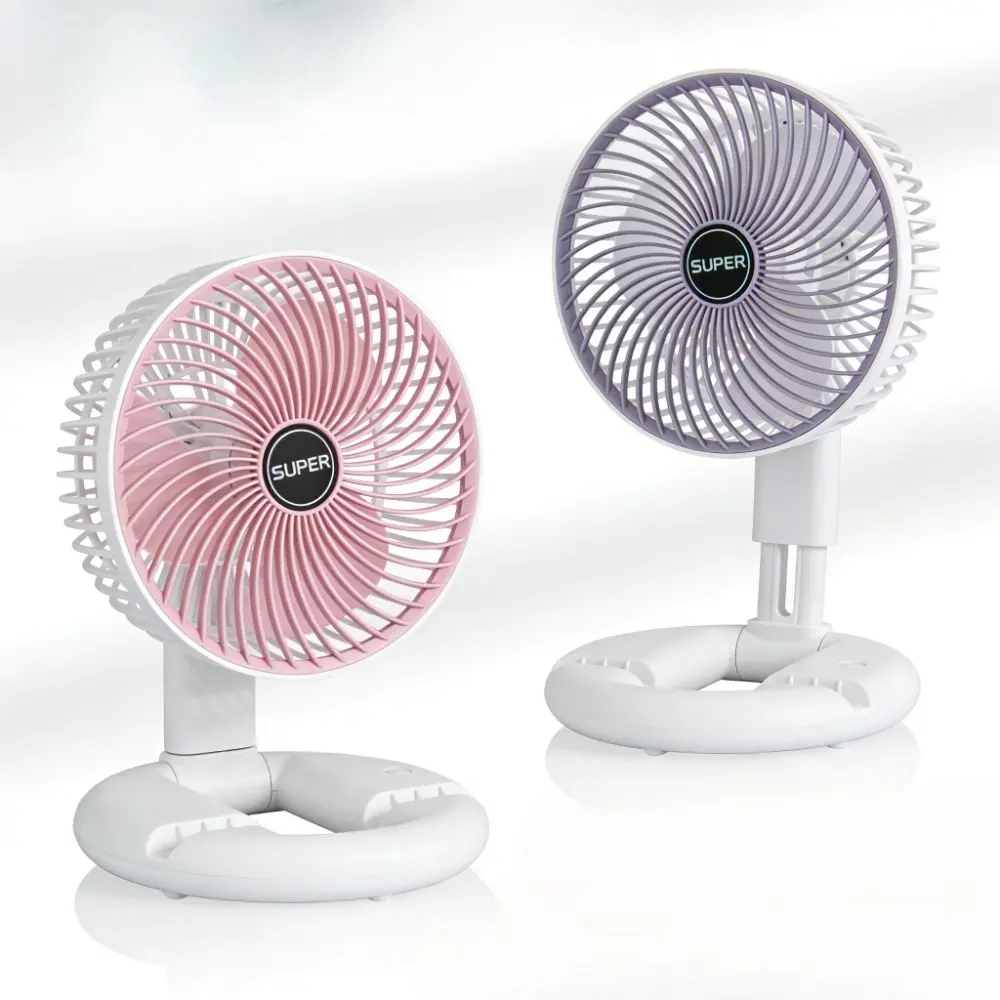 1pc Portable USB Mini Desktop Fan -3-speed Speed Control, Foldable Charging, Silent Operation, Suitable for Home/Office/Travel (Pink/Gray)
