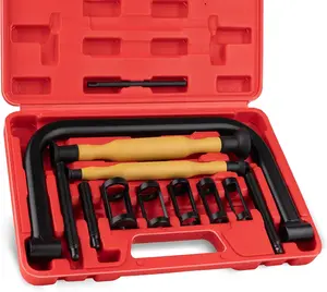 Valve Spring Compressor Set, 12PCS Valve Spring Clamp Removal Tool with Valve Lapping Tool for Motorcycle, ATV, Car, Small Engine Vehicle Equipment