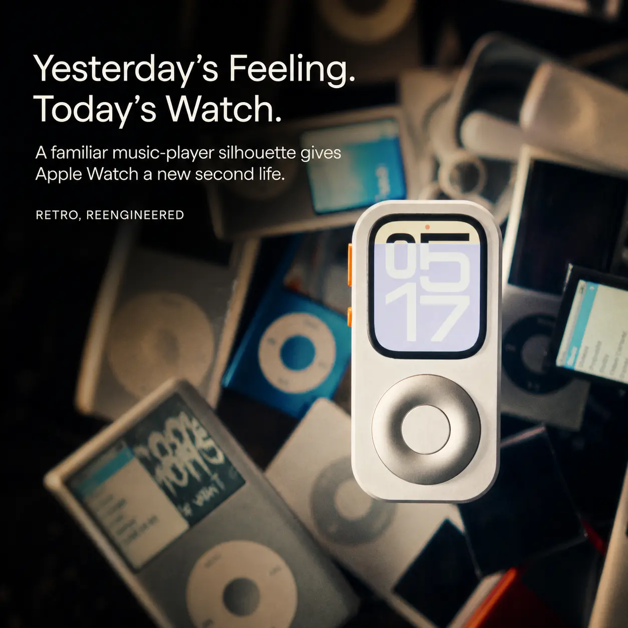 Techpod RePod Aluminum Alloy Protective Case for Watch Series The Classic iPod Reborn on Your Watch with Retro Scroll Wheel