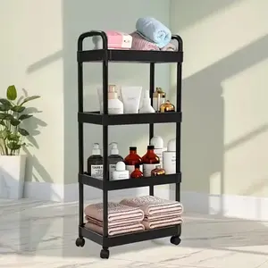 Multi-Purpose 3 Tier Storage Cart | Plastic Rolling Organizer With Wheels | Easy Assembly Utility Cart | Durable Mobile Storage Rack For Home Kitchen Office Bathroom | Household Essentials Organizer Shelf | Resistant To Wear And Tear