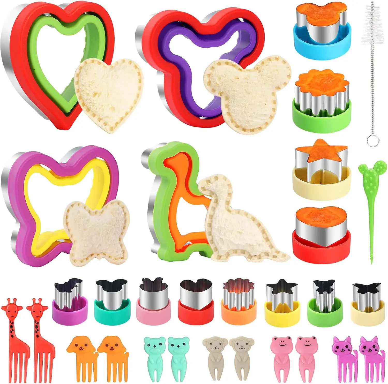 30 Pcs Sandwich Cutter and Sealer Set, Sandwich Cutters for Lunch, Decruster Sandwich Maker,Vegetable Cutter Shapes,Bread Cookie Cutters Lunchbox and Bento Box