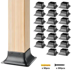 VEVOR 4x4 Post Base 20Pcs, Internal 3.6x3.6 Heavy Duty Powder-Coated Steel Post Bracket Fit for Standard Wood Post Anchor, Decking Post Base for Deck Porch Handrail Railing Support