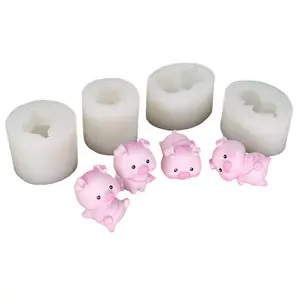 4pcs/set Cute Pig Multi Posture Silicone Molds Epoxy Resin Mold for Scented Candle DIY Crafts Gift Decorative Clay Baking Mold Home Decors Wedding Festive Party Car Ornament Making