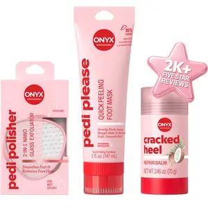 Onyx Professional 3-Step Foot Facial | Includes 3 Products to Smooth, Soften & Moisturize Dry & Callused Feet with Pedi Please, Pedi Polisher, & Cracked Heel Balm