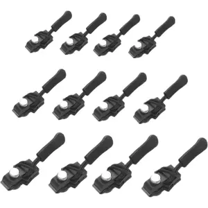 Zipper Repair Kit, 12pcs 3 Different Size Replacement Zipper Quick Install Detachable Pulls Zip Heads, No Sewing Required, For Jackets, Luggage, Bags