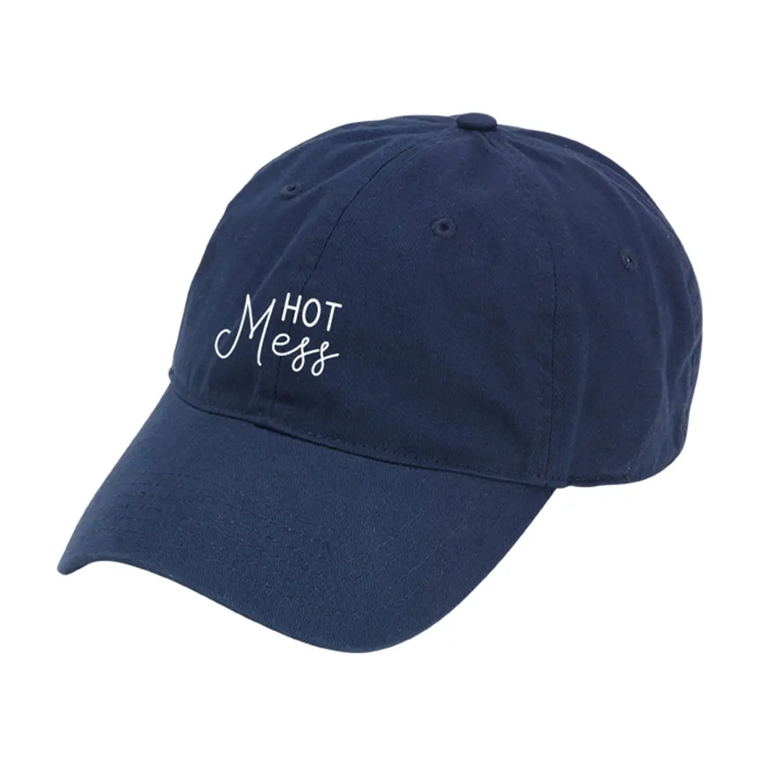 Hot Mess Embroidered Navy Hat Funny Baseball Cap for Women #M190VL-NAVY-HMESS