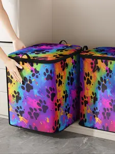 Cute Dog Paw Print Thick Blanket Storage Bag, Durable Material, Easy Carry Handle, Perfect for Home Use, Stores Blankets & Toys, Foldable Storage Organizer