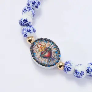 HOLY WATER PORCELAIN SACRED HEART BRACELET Religious Jewelry Gift