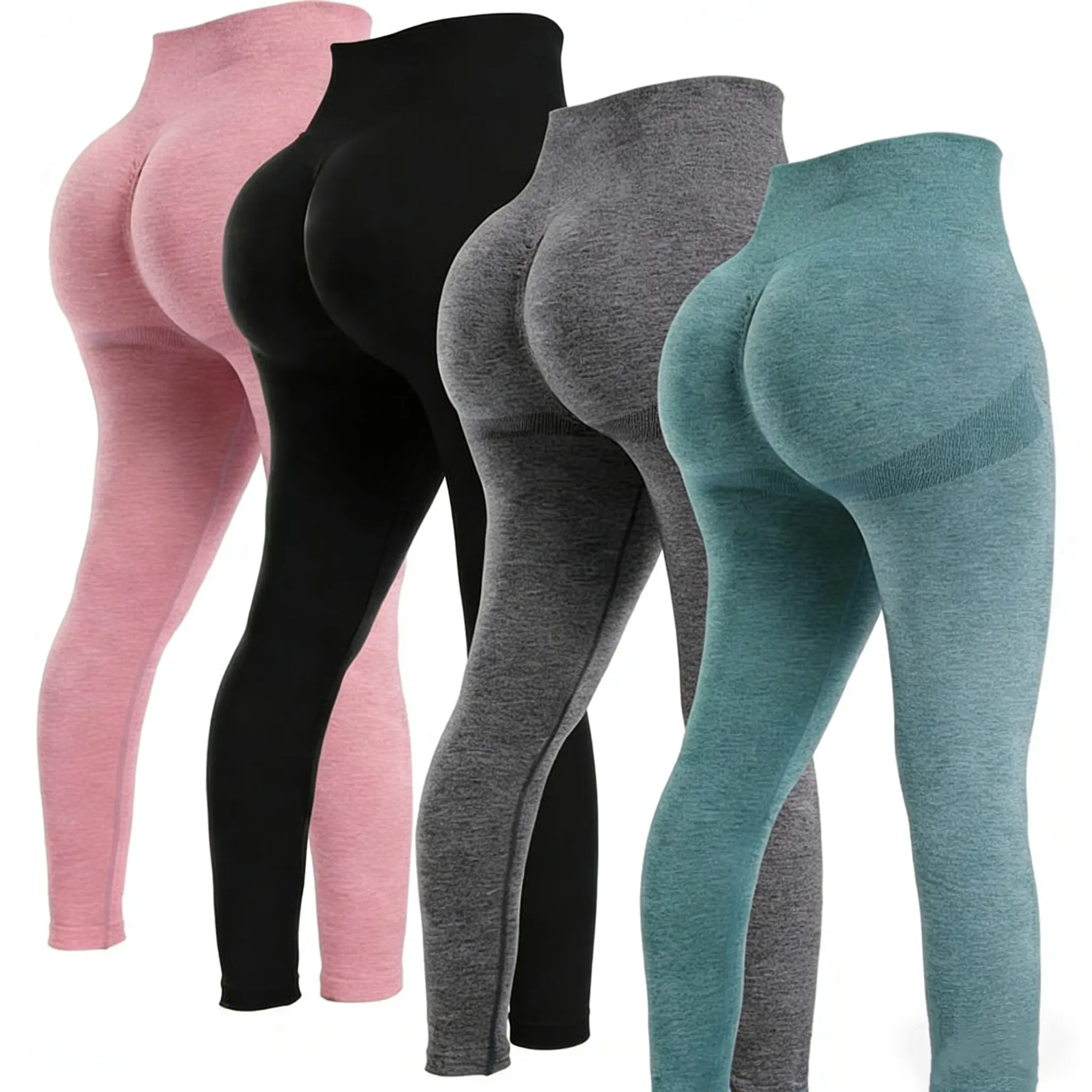 4 Piece Butt Lifting Workout Leggings for Women, Seamless Gym Scrunch Booty Lifting Sets