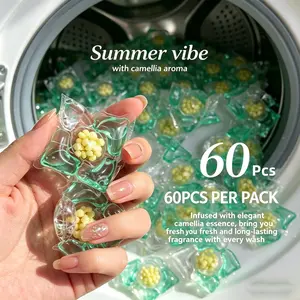 60-Pack Laundry Scented Pods, Long-Lasting Jasmine Fragrance, Gentle Fabric Care, Concentrated Quick-Dissolving, Five-In-One Cleaning Solution