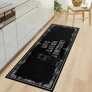 Halloween Pattern Kitchen Rug, Halloween Theme, Durable Area Rug, Washable Rug, Non-Slip Soft Material Floor Mat, Long Strip Rectangular Shape Decorative Rugs Carpet for Kitchen Hallway Room Use