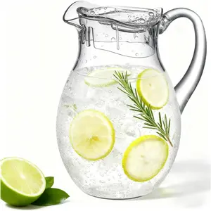 Middle Size Clear Plastic Pitcher with Lid (72 oz), Unbreakable Water Pitcher with Handle, Fridge Jug, , Shatter-Proof,  for Iced , Sangria, Lemonade, Juice, Milk, and