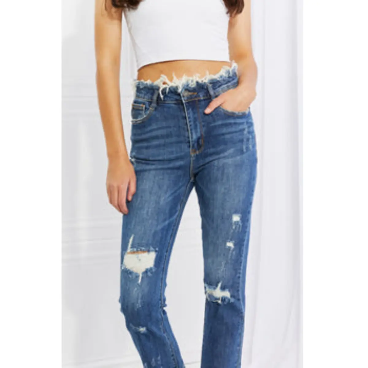 RISEN Undone Chic Straight Leg Jeans