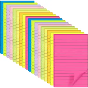 18 Pack 4x6 in Lined Sticky Notes Self-Stick Pads Bright Colors Recyclable Easy to Post for Home Office School