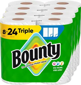 Bounty Select-A-Size Unscented Paper Towels, White Pack, 8 Triple Rolls (=24 Regular Rolls), Kitchen Cleaning Sheets
