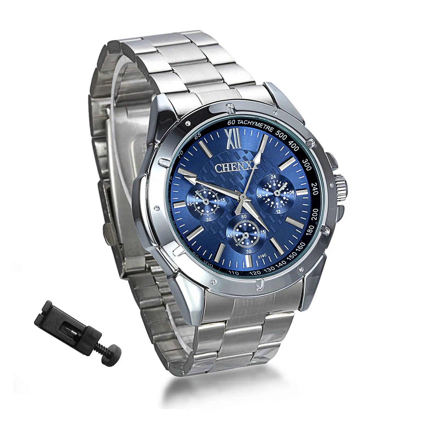OIDEA Men's Six-Hand Stainless Steel Business Watch, Alloy Dial with Stainless Band, Quartz Analog Movement, Splash-Resistant Dress Wristwatch