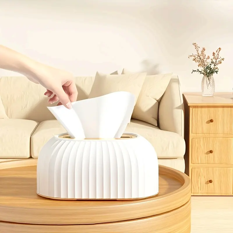 1pc European-Style Tissue Box Holder, Bathroom Tissue Holder, Bathroom Decor Supplies, Bathroom Accessories, Adjustable Height, Multifunctional Organizer for Living Room & Dining Table, Decorative Storage, Textured Design