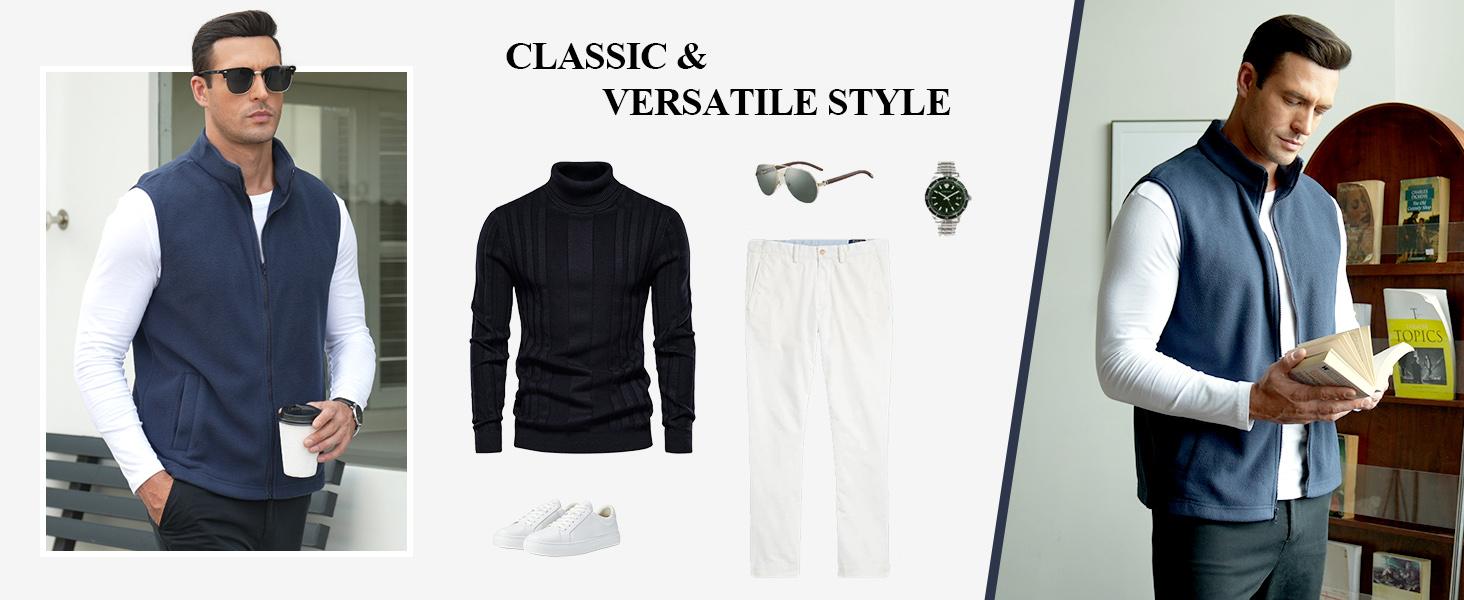 COOFANDY Men's Polar Fleece Vest Lightweight Sleeveless Zip Up Jacket Casual Outerwear Outdoor Golf Vests