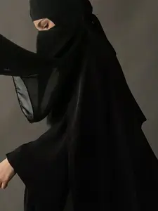 1pc Women's Elegant Plain Double Layer Veil Niqab, Comfortable Arabian Scarf for Daily Outings, Versatile Muslim Sun Protection, Perfect Ramadan Gift, Hijabs