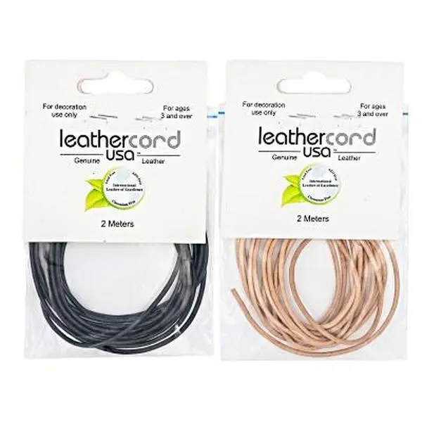 JTV Natural & Black 2mm Leather Cord Set of 2 Total of 4 Meters