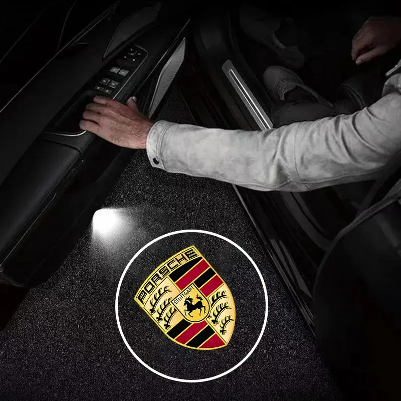 LED Car Door Welcome Light Logo Projector Laser Car Door Lights for Porsche Panamera Cayenne Taycan 911 718 Macan Carrera-Gt 928 944 968, Vehicle Welcome Light, Car Accessories