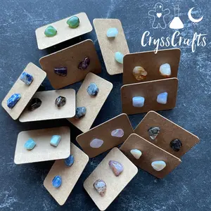 Natural Stone Chip Stud Earrings