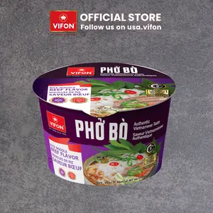 VIFON Vietnamese Instant Pho Beef Flavor Rice Noodle Soup (Pho Bo) 2.47 oz Paper Bowl