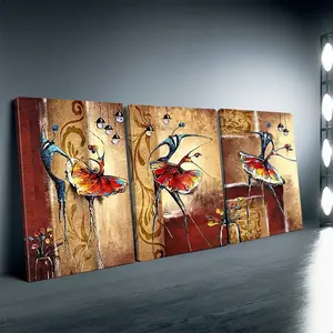 3pcs Vintage Abstract Couple Dance Canvas Art Prints, Bright Wall Decor for Living Room, Bedroom, Office, UVresistant, Nontoxic Fabric Posters.