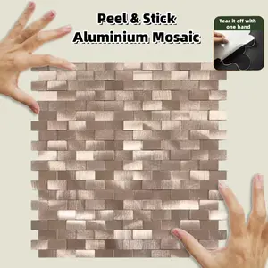 10Pieces Long Strip Simple Back Glue Self-adhesive Aluminum-plastic Plate Mosaic Seamless Three-dimensional Bathroom Kitchen Balcony Background Wall Decoration