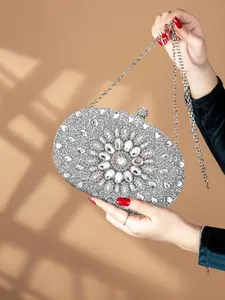 Women's Elegant Rhinestone Decorated Evening Bag, Exquisite Trendy Chain Strap Crossbody Bag, Fashionable Bag for Party Decoration, Chain Strap Clutch