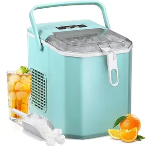 Antarctic Star Countertop Ice Maker, S/L Bullet Ice, 26lbs/Day, 9 Ice Cubes in 6 Mins, Portable Ice Machine with Ice Scoop and Handle, Self-Cleaning, One-Click Operation, for Kitchen Office Home (Green)