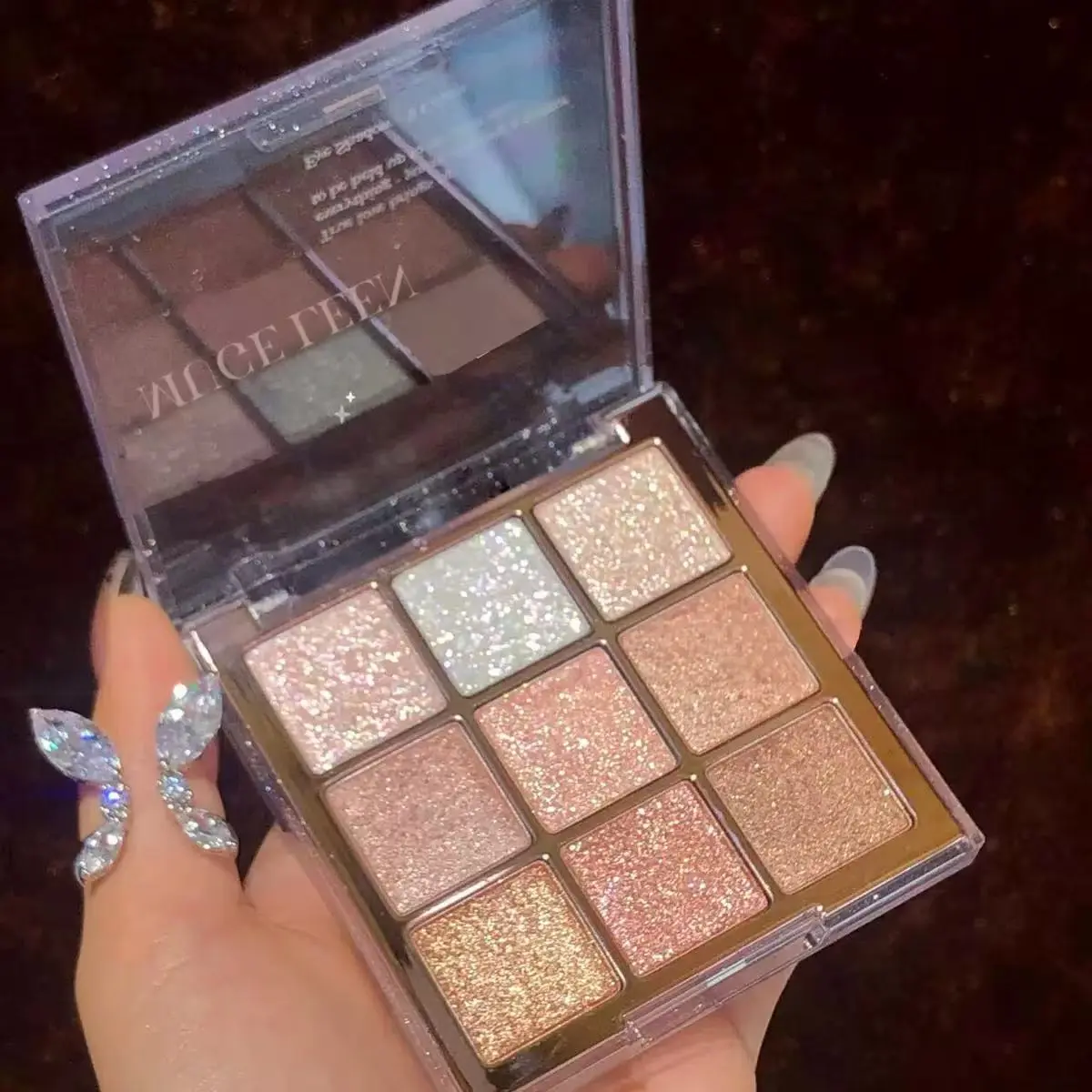 9-Color All-Glitter Eyeshadow Palette | High Shine, Sparkling & Iridescent | Waterproof & Long Lasting | Mini Travel Size for Parties, Dates & Festivals | Perfect Gift for Glitter Lovers Ultimate Makeup Kit