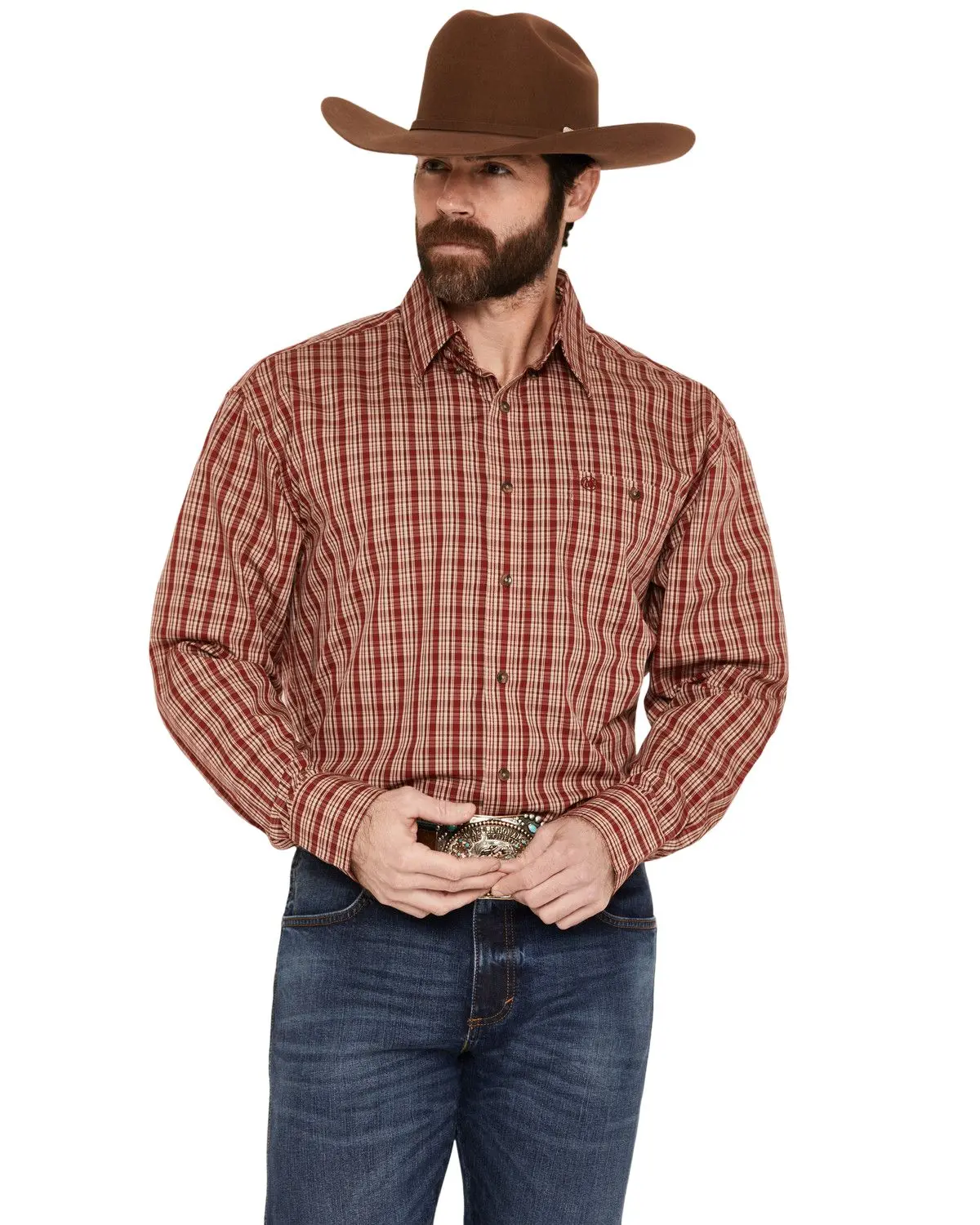 Wrangler Men's Men'S Classic Plaid Print Long Sleeve Button-Down Western - 112355330