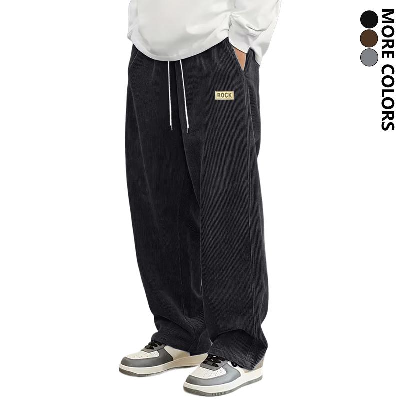 Men's trendy straight-leg pants with elastic drawstring waistband - loose fit all-season casual trousers, machine washable for everyday wear, hiking, and light outdoor activities; versatile straight-leg lounge pants