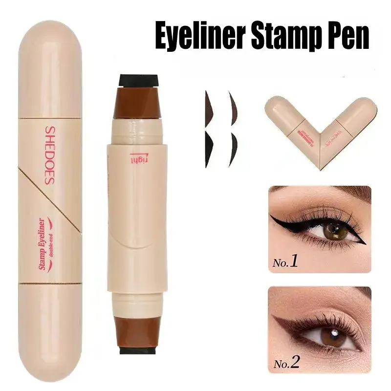 Dual-Ended Rotating Wing-Shaped Eyeliner Stamp Pen - Waterproof, Long-Lasting, Smudge-Resistant, Quick-Drying Liquid Eyeliner for Precise Cat Eyes, Ideal for Beginners' Fast Lid Makeup Application, Stamp Eyeliner, Easy Eye Makeup