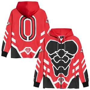Red Black Penta Hoodie, Wrestling Entrance Graphic Full Zip Jacket Bold Streetwear Pullover Comfortable Casual Outfit for Sports Fans Gift